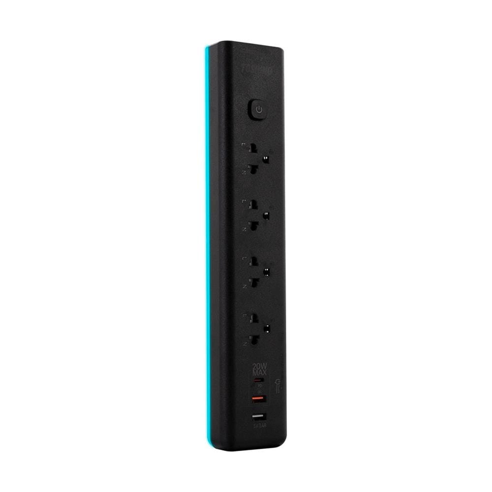 รางปลั๊กไฟ RGB 4 ช่อง PD20W+QC3.0+1USB 3.4A TOSHINO 3 เมตร