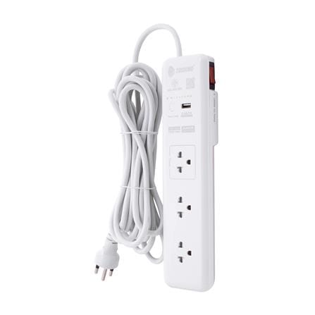 รางปลั๊กไฟ TIMER 3 ช่อง 1 สวิตซ์ 1 USB 3.4A TOSHINO WT-33 3 เมตร_1