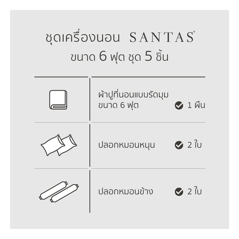 ชุดผ้าปูที่นอน 6 ฟุต 5 ชิ้น SANTAS GLEAM SV