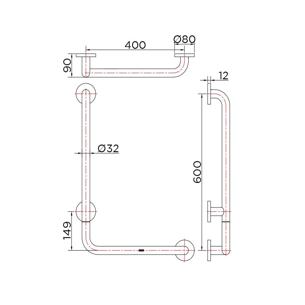 ราวมือจับ ตัว L KARAT FAUCET KB-12-832-ST(R)