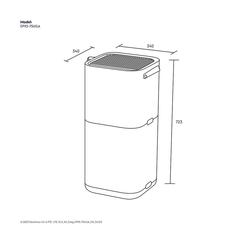 เครื่องฟอกอากาศ 100 ตร.ม. ELECTROLUX EP93-75UGA สีเทา