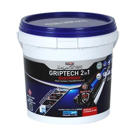 สีเคลือบเงา BEGER BEGERSHIELD GRIPTECH 2IN1 RUSTPROOF BRP600 สี SILVER GREY เงา 1 แกลลอน_0