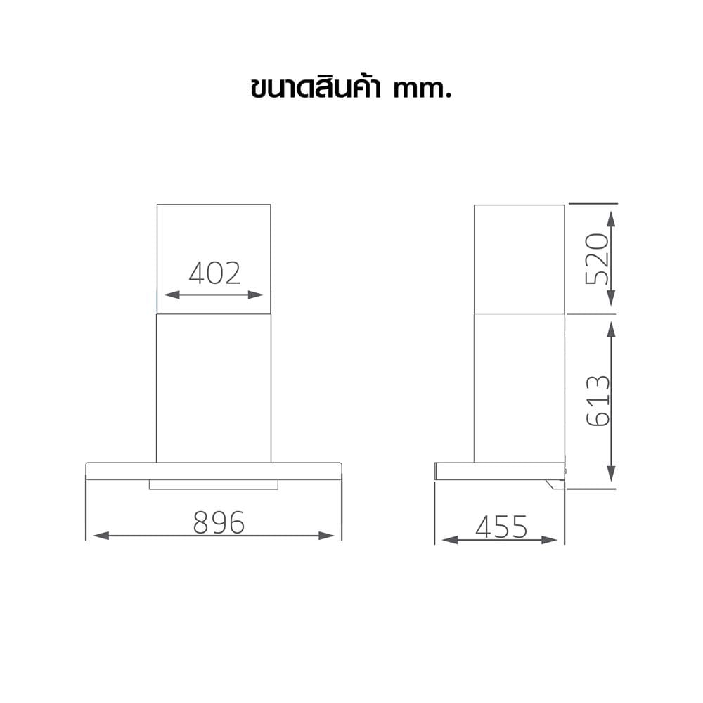 เครื่องดูดควันกระโจม LUCKY FLAME RG-911T(NS) 90 ซม.