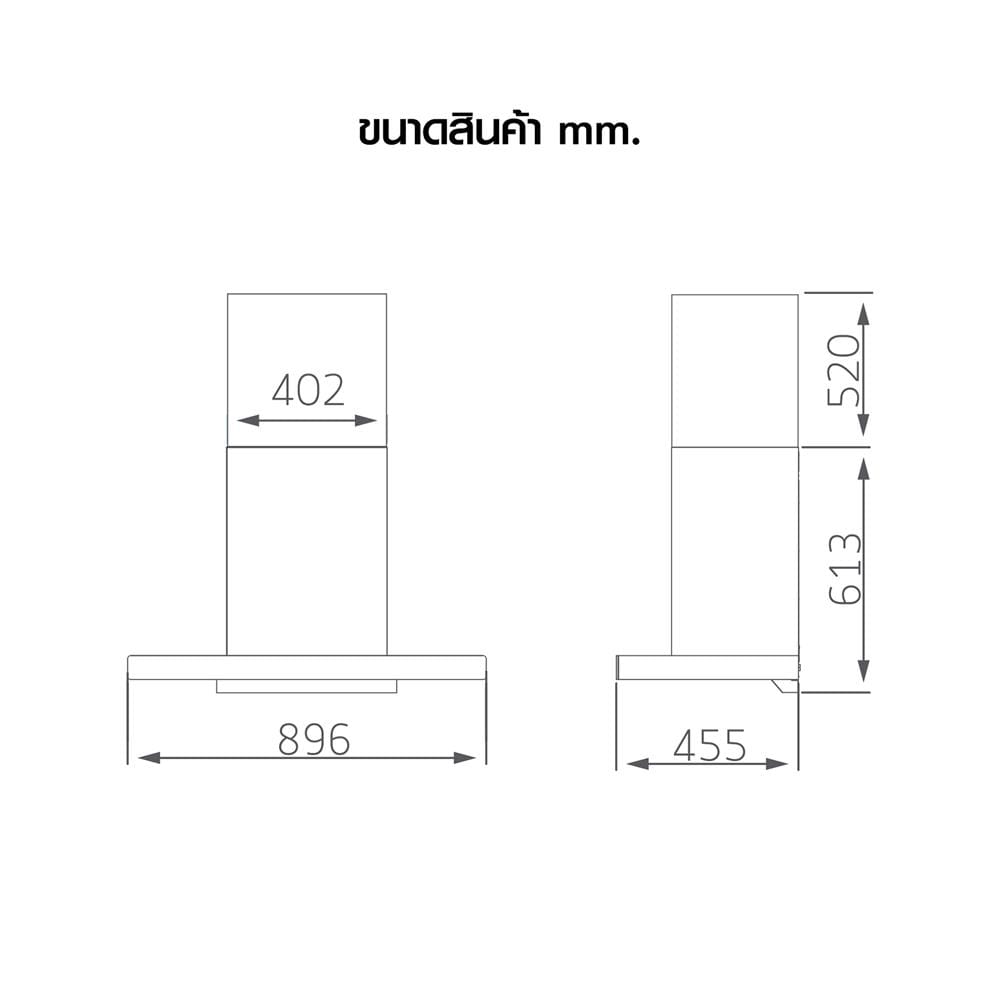 เครื่องดูดควันกระโจม LUCKY FLAME RG-911T(NB) 90 ซม.