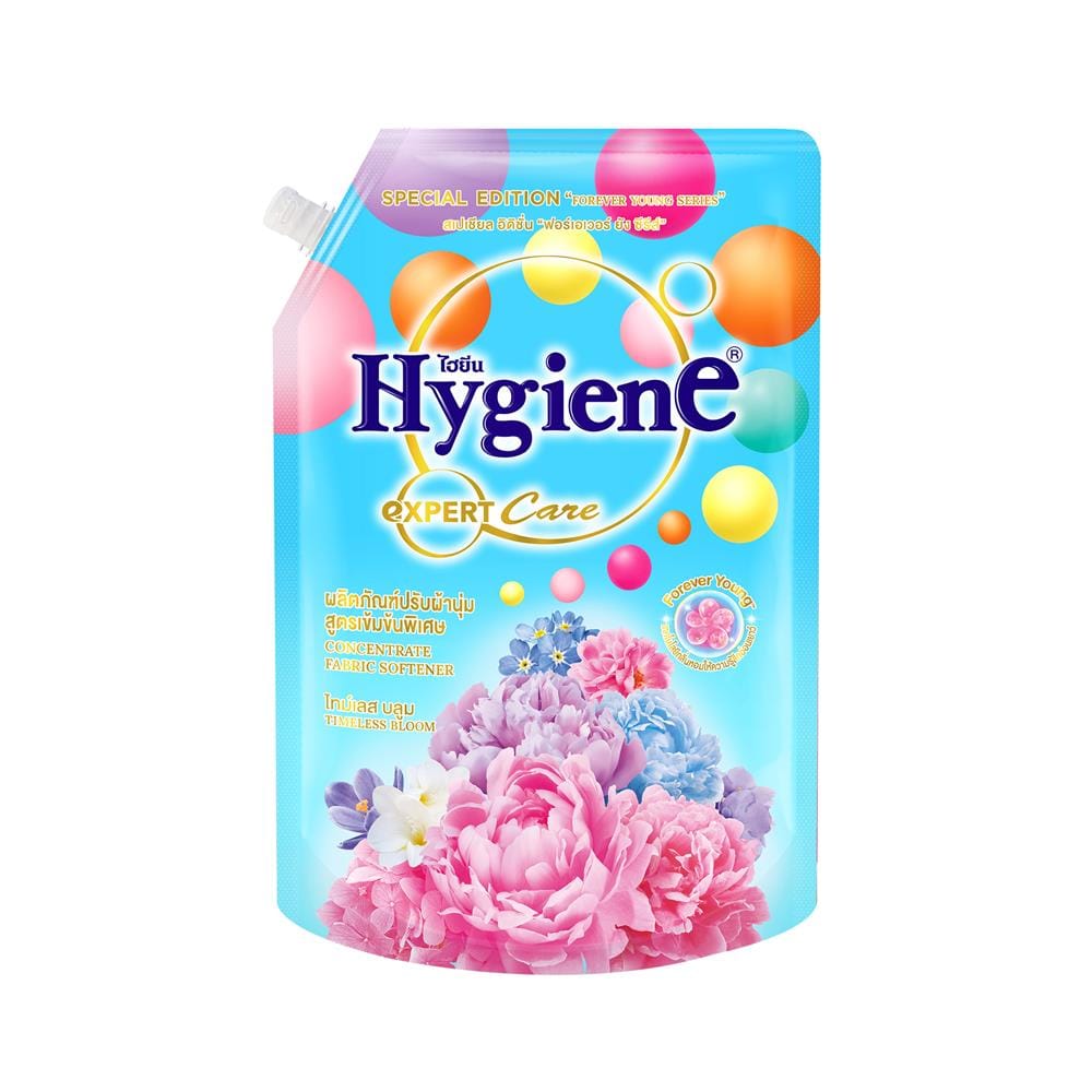 น้ำยาปรับผ้านุ่มสูตรเข้มข้น HYGIENE เอ็กซ์เพิร์ท แคร์ ฟอร์เอเวอร์ ยัง ซีรีส์ 1.1 ลิตร กลิ่นไทม์เลส บลูม
