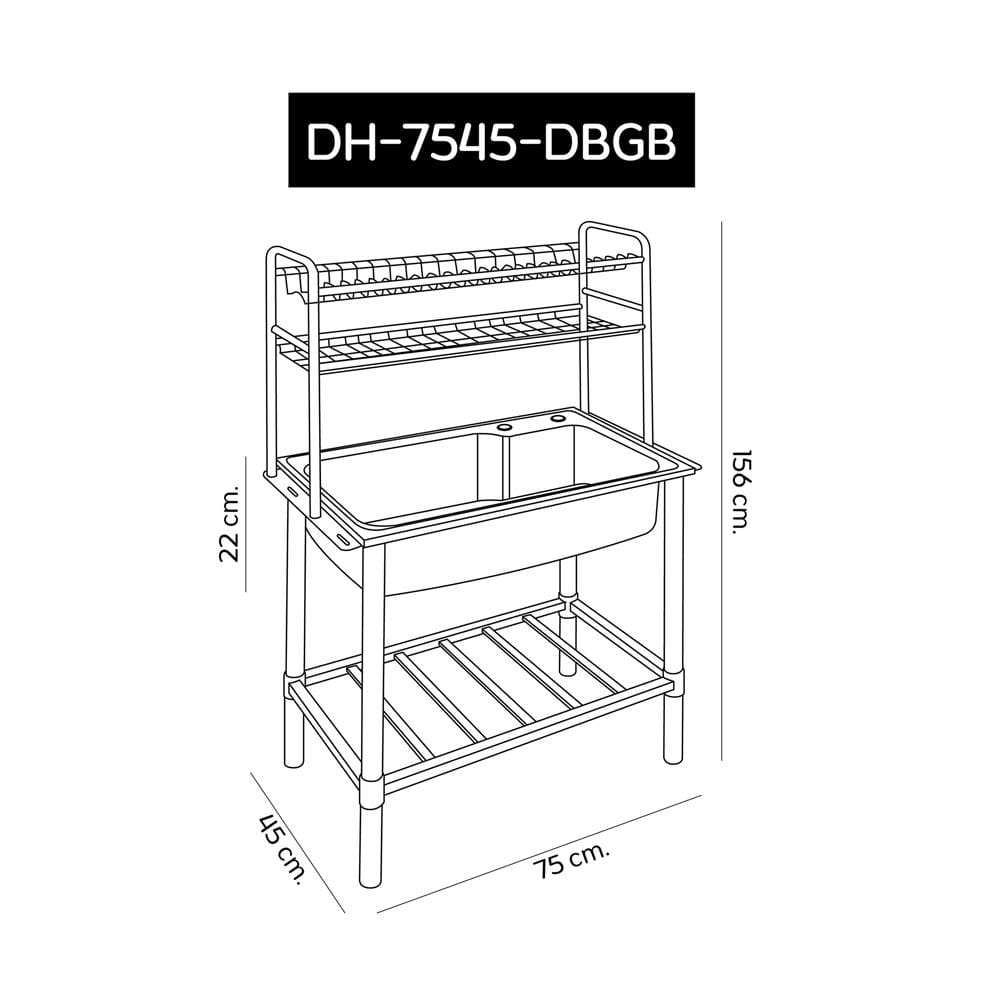 ซิงค์ขาตั้ง 1 หลุม DYNA HOME DH-7545-DBGB 2S สีเงิน