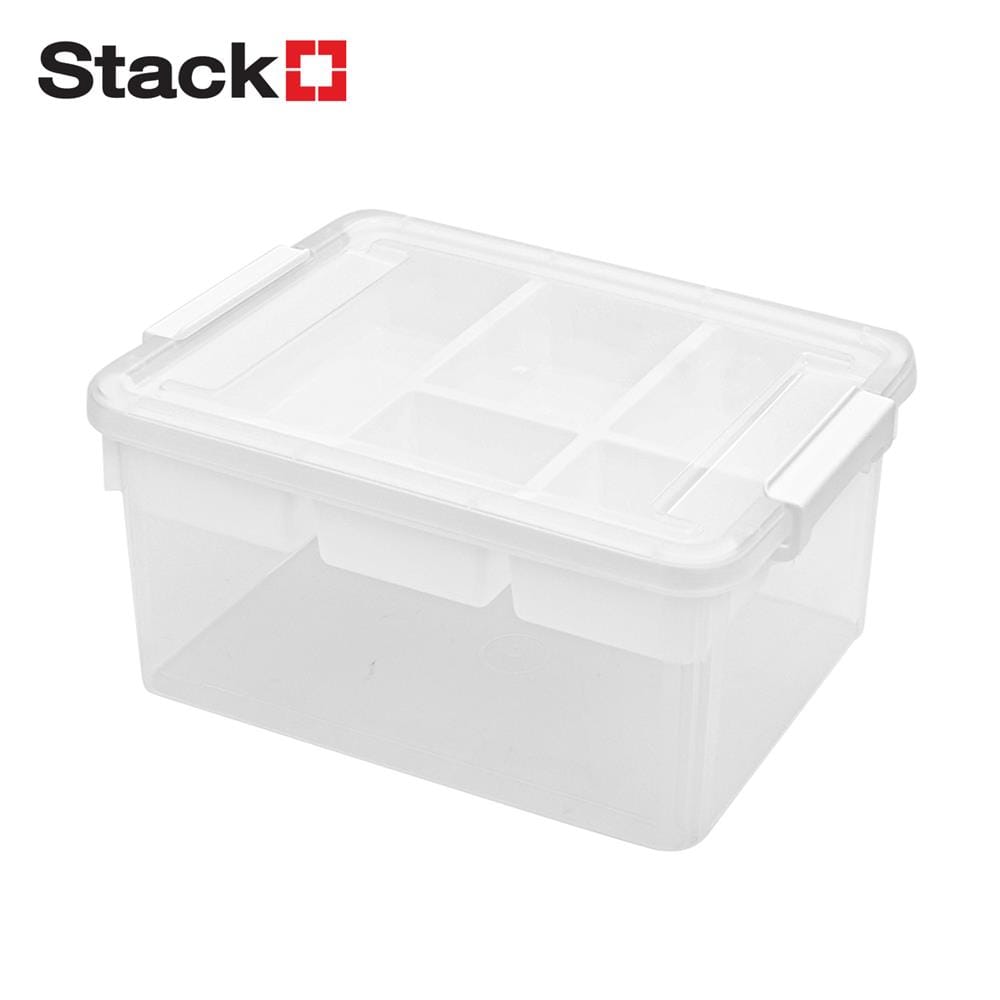 กล่องเก็บของพร้อมถาดแบ่ง STACKO SIZE S 40.5X29.5X18.5 ซม. สีใส
