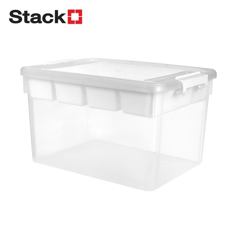 กล่องเก็บของพร้อมถาดแบ่ง STACKO SIZE M 45.5X33.5X27 ซม. สีใส_0