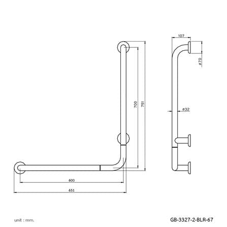 ราวมือจับ ตัว L WS GB-3327-2-BLR-67_1