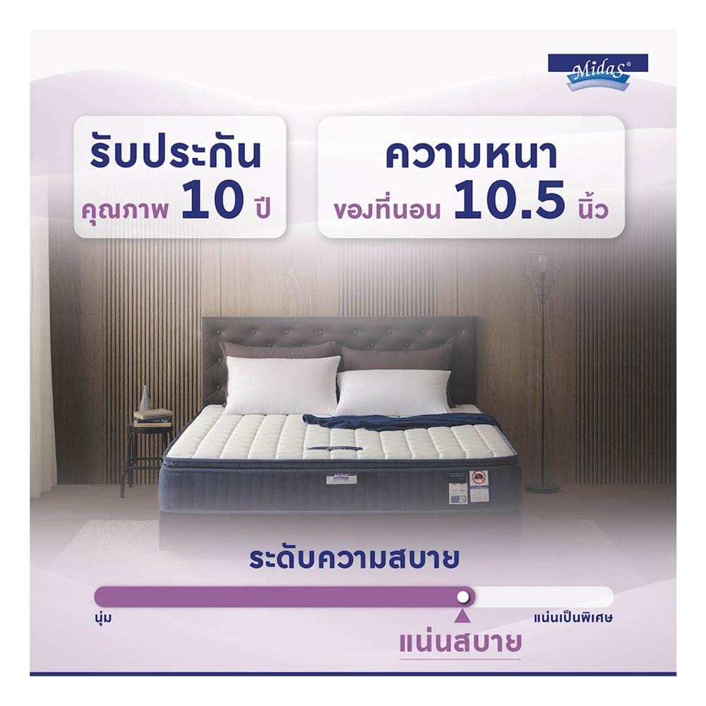 ที่นอนสปริง 6 ฟุต MIDAS รุ่น MALYSSA I พร้อมหมอนหนุน 2 ชิ้น