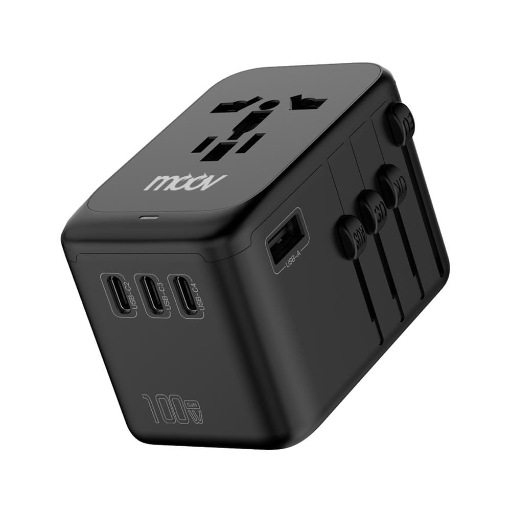 ปลั๊กแปลง 4 IN 1 UNIVERSAL 1 USB 4 TYPE C MOOV TA06 สีดำ_0