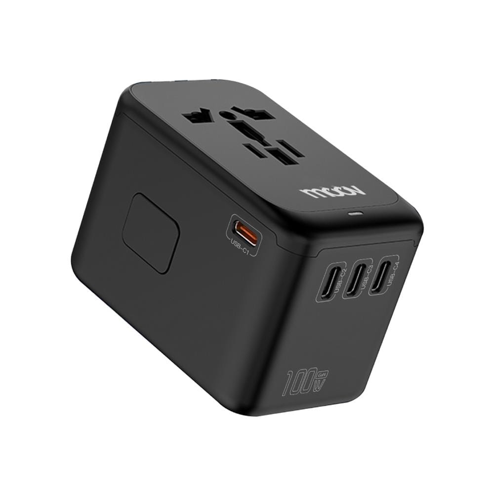 ปลั๊กแปลง 4 IN 1 UNIVERSAL 1 USB 4 TYPE C MOOV TA06 สีดำ