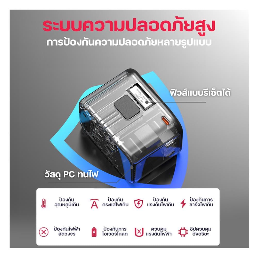 ปลั๊กแปลง 4 IN 1 UNIVERSAL 1 USB 4 TYPE C MOOV TA06 สีดำ