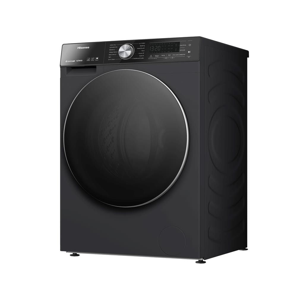 เครื่องซักอบผ้าฝาหน้า HISENSE WD5S1243BB 12/8 กก. 1400 RPM อินเวอร์เตอร์ สีดำ