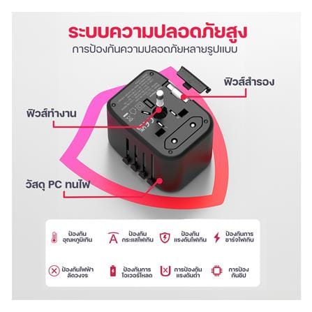 ปลั๊กแปลง 4 IN 1 UNIVERSAL 2 USB 2 TYPE C MOOV TA02 สีดำ_8