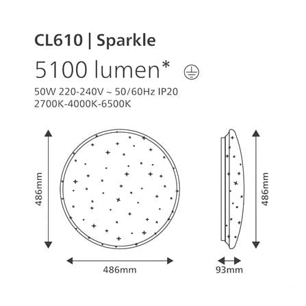 ไฟเพดาน LED PHILIPS CL610 SPARKLE 19 นิ้ว 50 วัตต์ DAYLIGHT/COOL WHITE/WARM WHITE สีขาว_4
