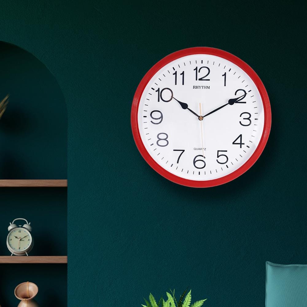 นาฬิกาแขวน RHYTHM CMG734NR01 12.5 นิ้ว สีแดง