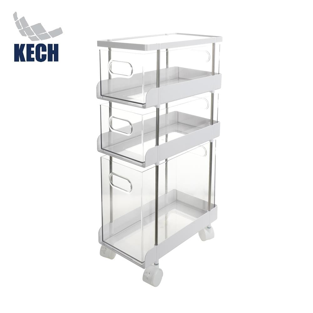 ชั้นวางใส 3 ชั้น มีล้อ KECH LUCID 32.8x17.5x60.5 ซม.