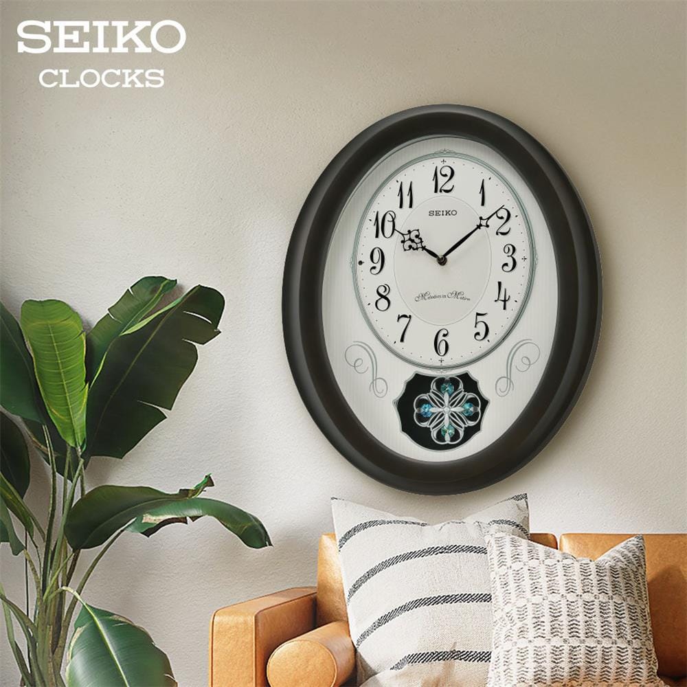 นาฬิกาแขวน SEIKO CLOCKS MELODY QXM606N 13.5X16.5 นิ้ว สีชาร์โคล