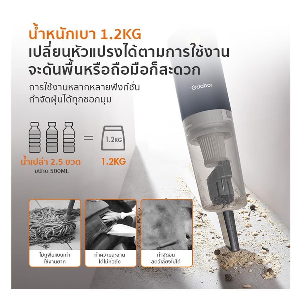 เครื่องดูดฝุ่นแบบด้าม GAABOR VCW14M-BE01A สีดำ