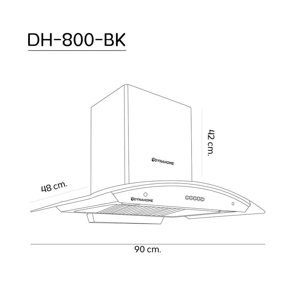 เครื่องดูดควันกระโจม DYNA HOME DH-800-BK 90 ซม.