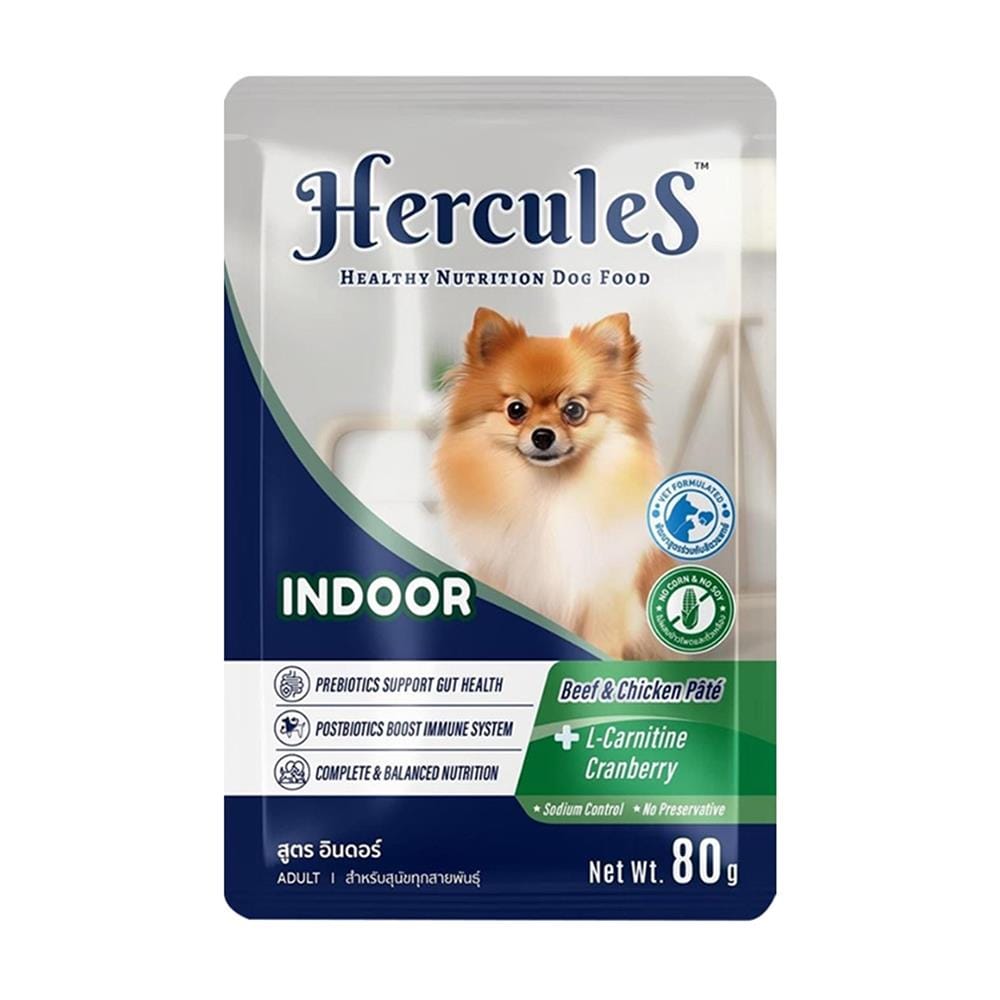 อาหารเปียกสุนัข HERCULES INDOOR BEEF AND CHICKEN 80 ก.