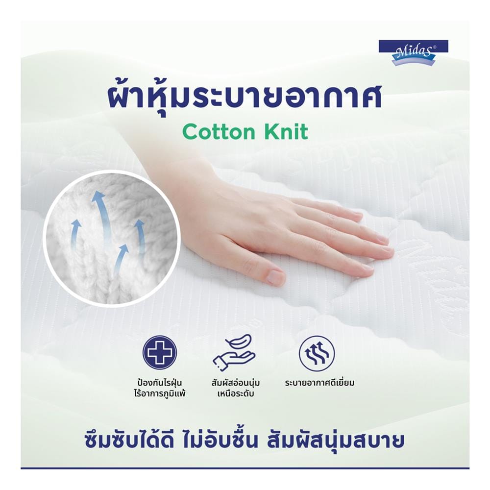 ที่นอนสปริง 6 ฟุต MIDAS รุ่น ZANE พร้อมหมอนหนุน 2 ชิ้น