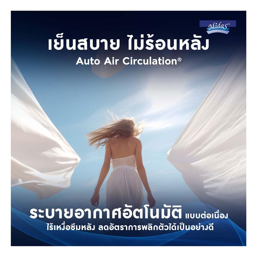 ที่นอนพ็อกเก็ตสปริง 5 ฟุต MIDAS รุ่น FREEDOM พร้อมหมอนหนุน 2 ชิ้น