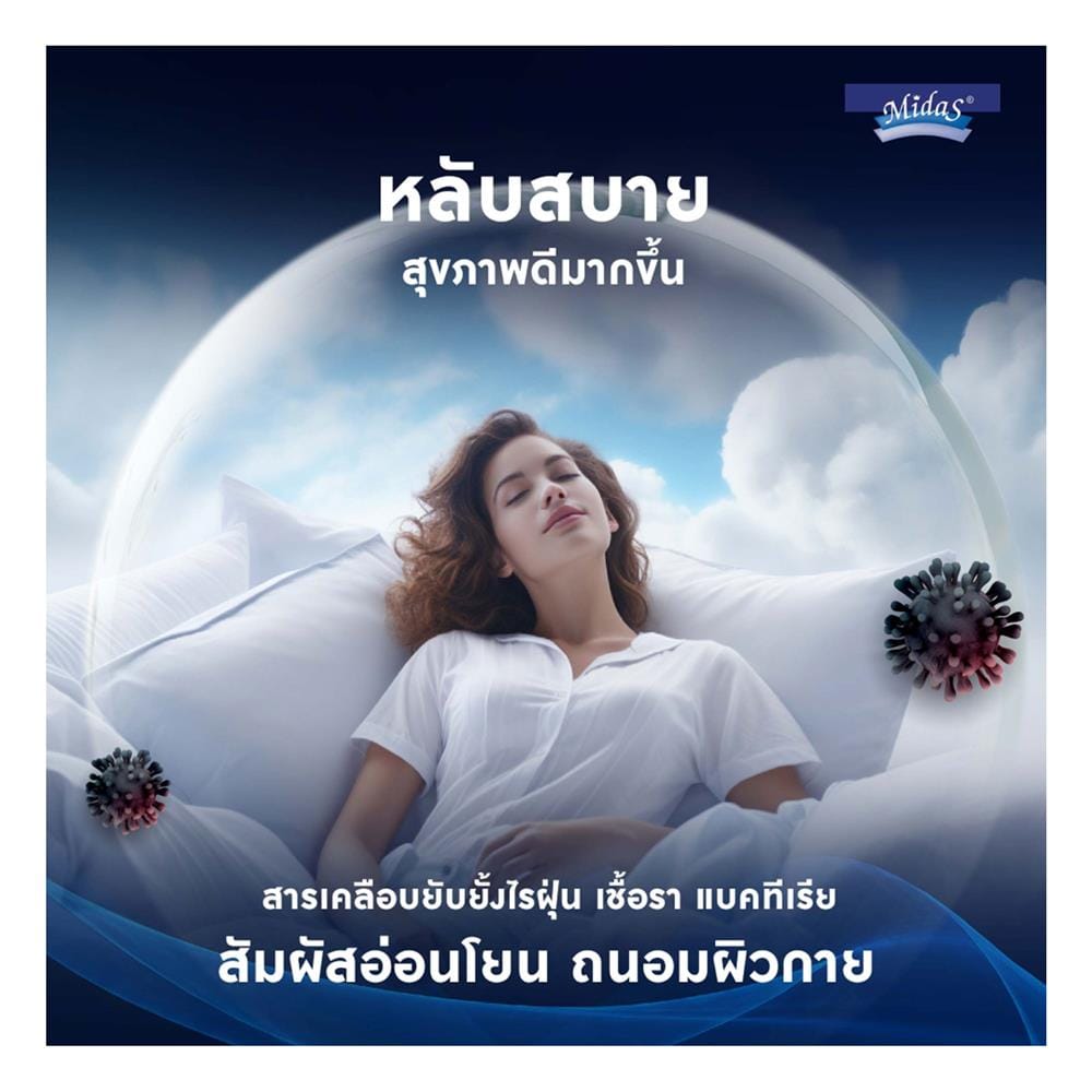 ที่นอนพ็อกเก็ตสปริง 5 ฟุต MIDAS รุ่น FREEDOM พร้อมหมอนหนุน 2 ชิ้น