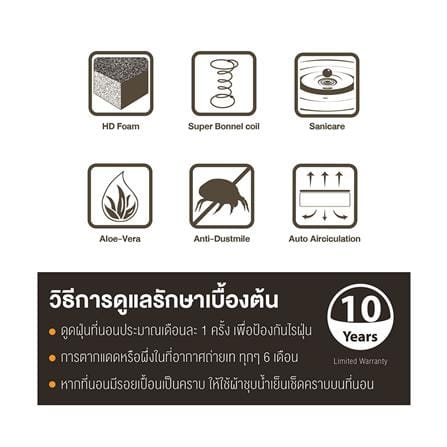 ที่นอนสปริง 6 ฟุต WOODFIELD รุ่น W-5690 พร้อมหมอนหนุน 2 ชิ้น_6