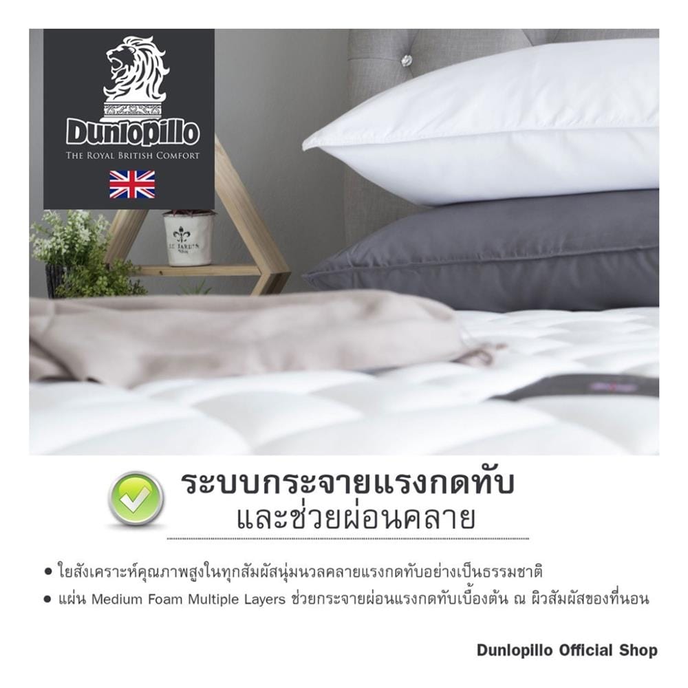 ที่นอนสปริง 6 ฟุต DUNLOPILLO รุ่น CLASSIC พร้อมหมอนหนุน 2 ชิ้น