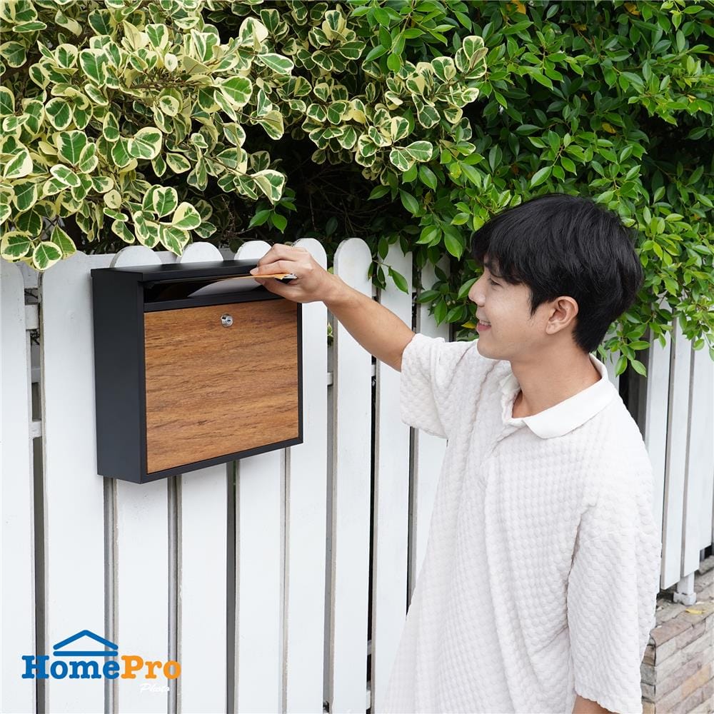 ตู้จดหมาย D MAIL BOX AMIN สีดำ/ลายไม้
