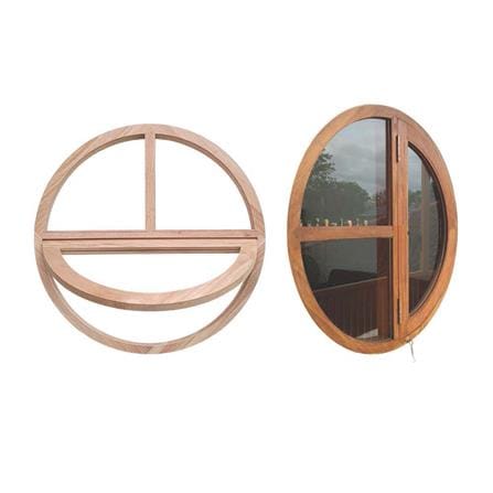บานหน้าต่าง วงกลม 3 ช่อง ไม้เนื้อแข็ง N999 MM03-O 80x80 ซม. สีธรรมชาติ_2