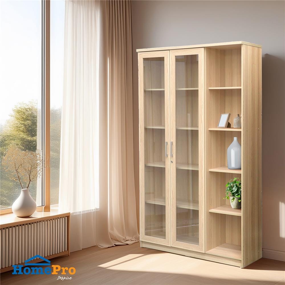 ตู้โชว์ 2 บานเปิด FURDINI MOTIF 118 ซม. สี PINEOAK