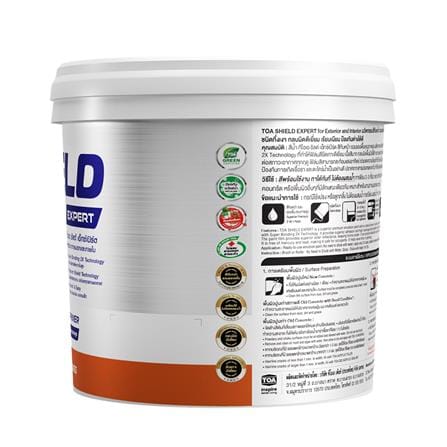 สีน้ำทาภายนอก ชนิดกึ่งเงา TOA SHIELD EXPERT SUPERIOR PREMIUM 2 IN 1 BASE D สีขาว 9 ลิตร_1