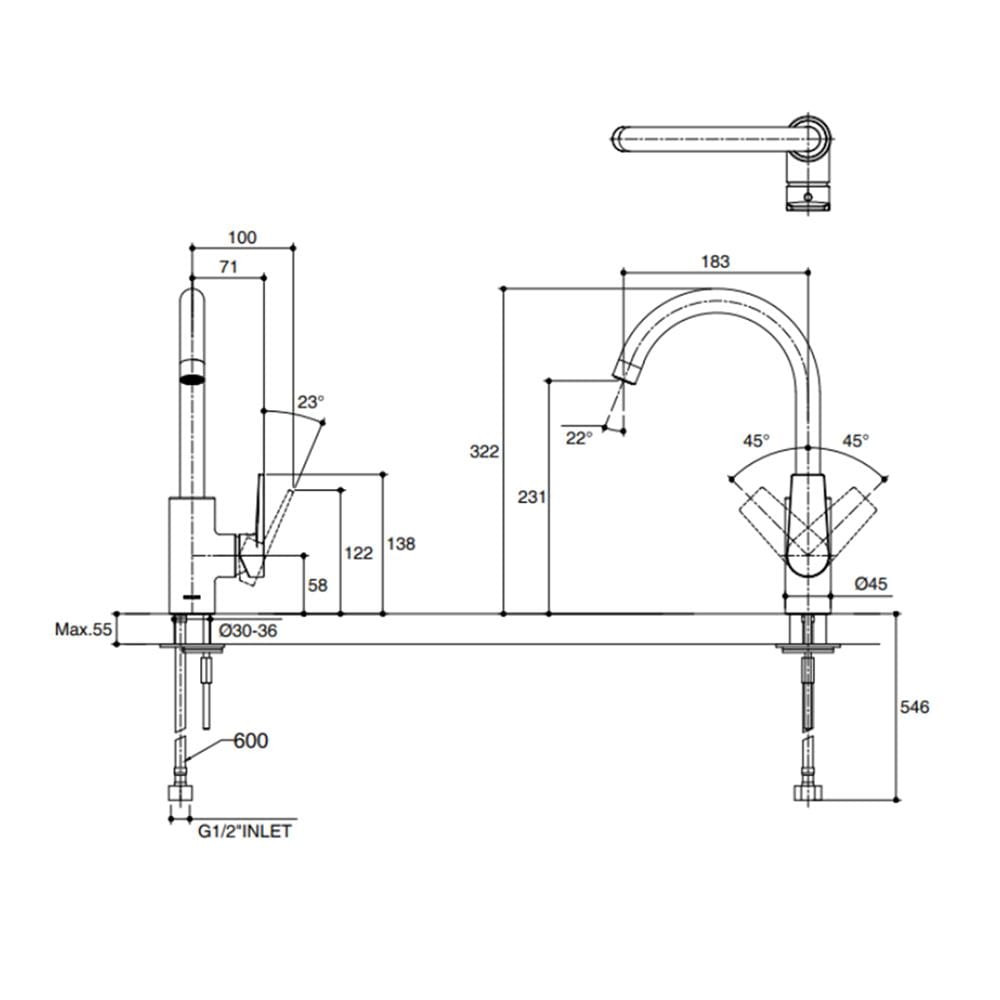 ก๊อกซิงค์เดี่ยวเคาน์เตอร์ KOHLER K-74053T-B4CD-CP