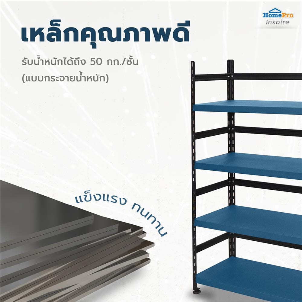 ชั้นวางของ 4 ชั้น FURDINI HOMER TYPE B 150 ซม. สีน้ำเงิน