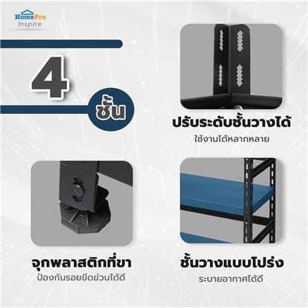 ชั้นวางของ 4 ชั้น FURDINI HOMER TYPE B 150 ซม. สีน้ำเงิน_5