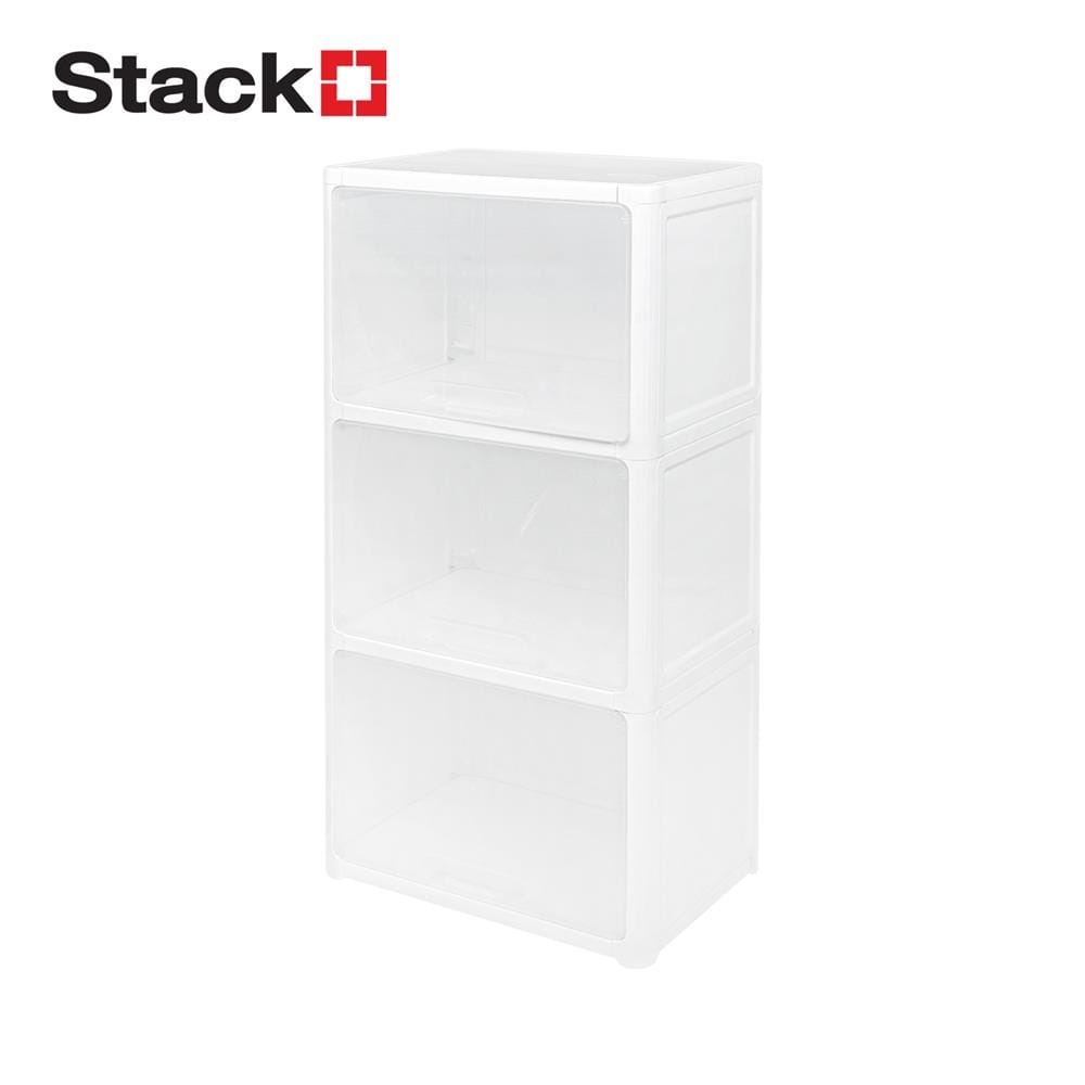 ตู้บานเปิดบน 3 ชั้น STACKO CATE 51x35x101 ซม. สีขาว_0