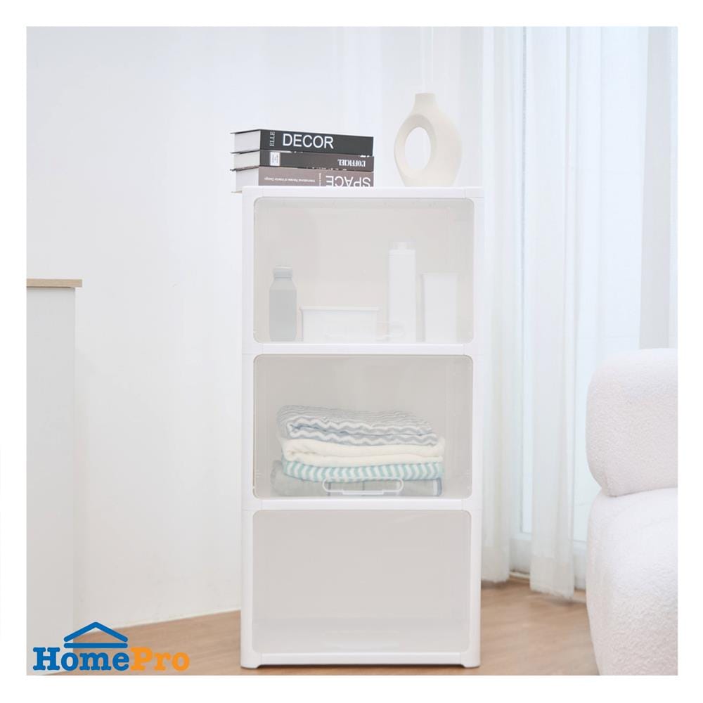 ตู้บานเปิดบน 3 ชั้น STACKO CATE 51x35x101 ซม. สีขาว