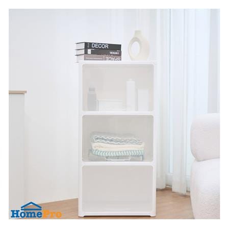 ตู้บานเปิดบน 3 ชั้น STACKO CATE 51x35x101 ซม. สีขาว_5