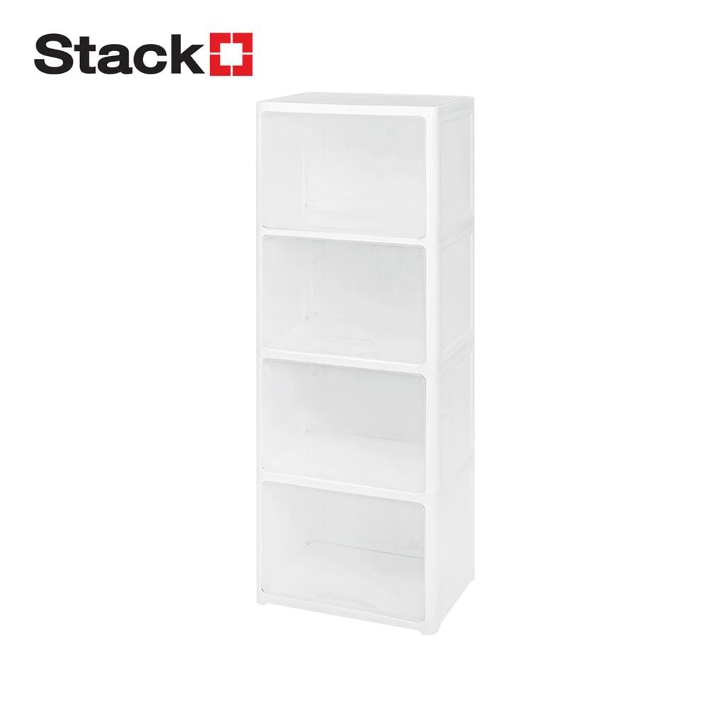 ตู้บานเปิดบน 4 ชั้น STACKO CATE 51x35x134 ซม. สีขาว_0