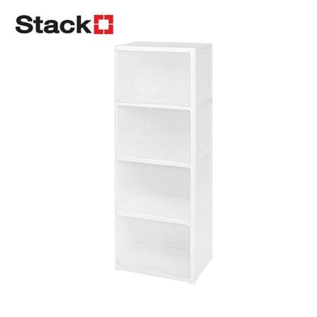 ตู้บานเปิดบน 4 ชั้น STACKO CATE 51x35x134 ซม. สีขาว