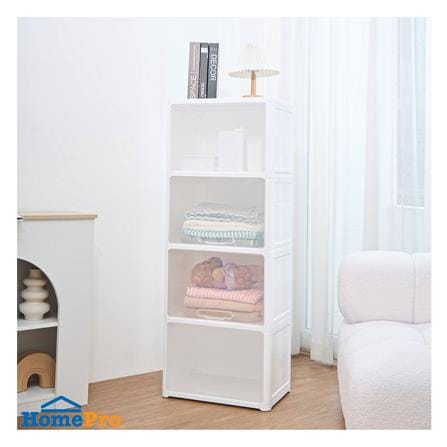 ตู้บานเปิดบน 4 ชั้น STACKO CATE 51x35x134 ซม. สีขาว_5