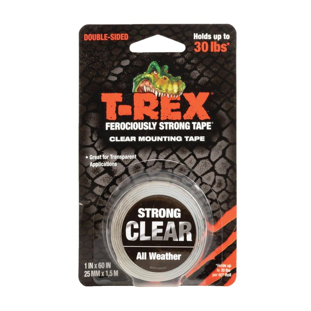เทปกาว 2 หน้า พลังตะปู T-REX 25 มม.X1.5 ม. สีใส