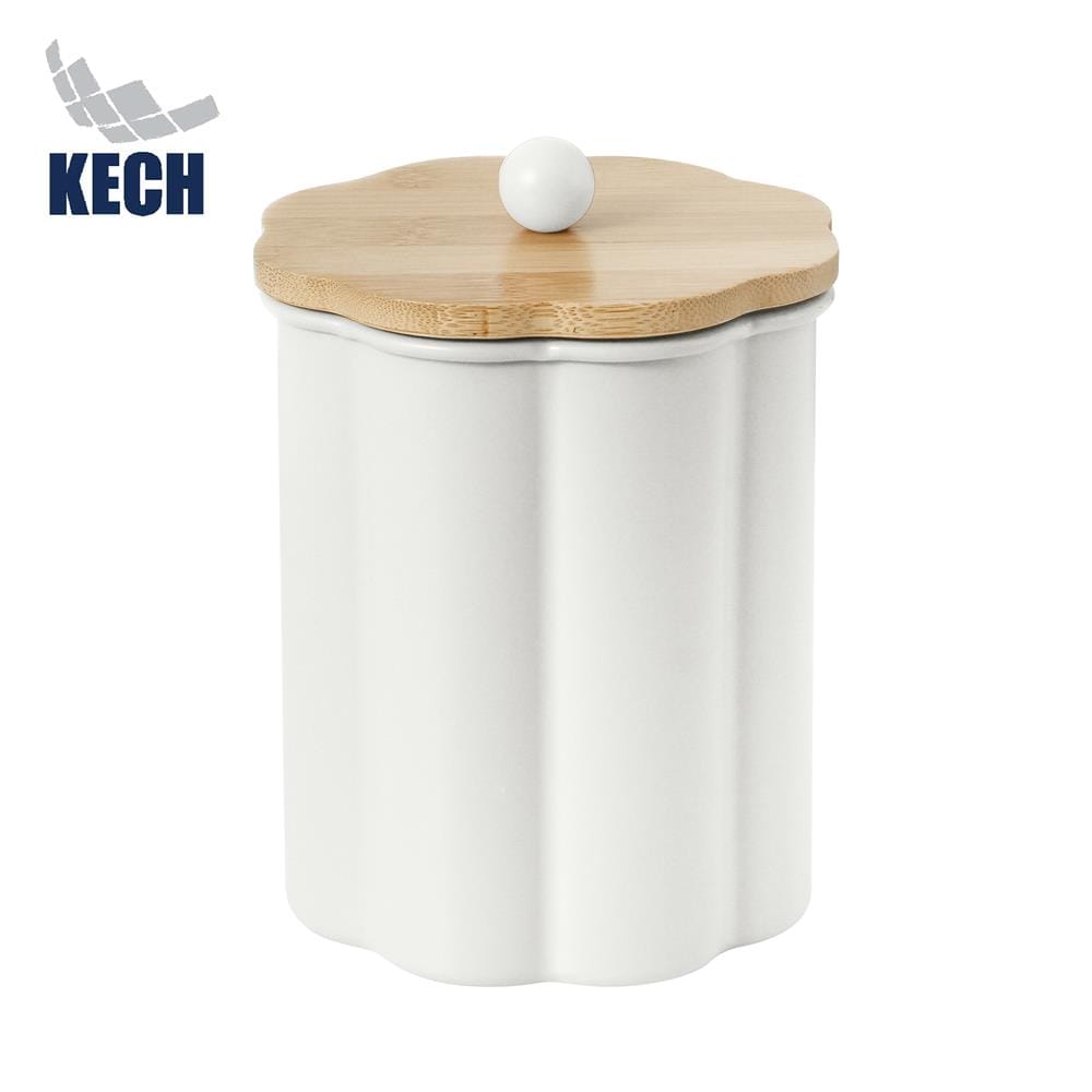 ขวดโหลกลมฝาดึง KECH PETAL 1 ลิตร สีครีม_1