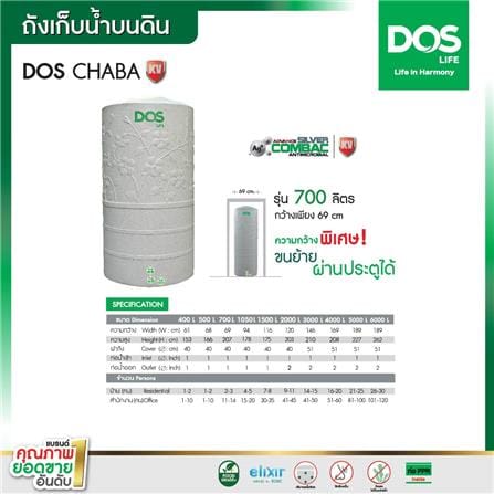 ถังเก็บน้ำ DOS CHABA KV 1500 ลิตร สี COMO GRAY_3