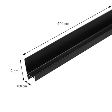 ตัวต่อผนัง อะลูมิเนียม CROBERN JA261 2X0.8X240 ซม. สีดำ_4