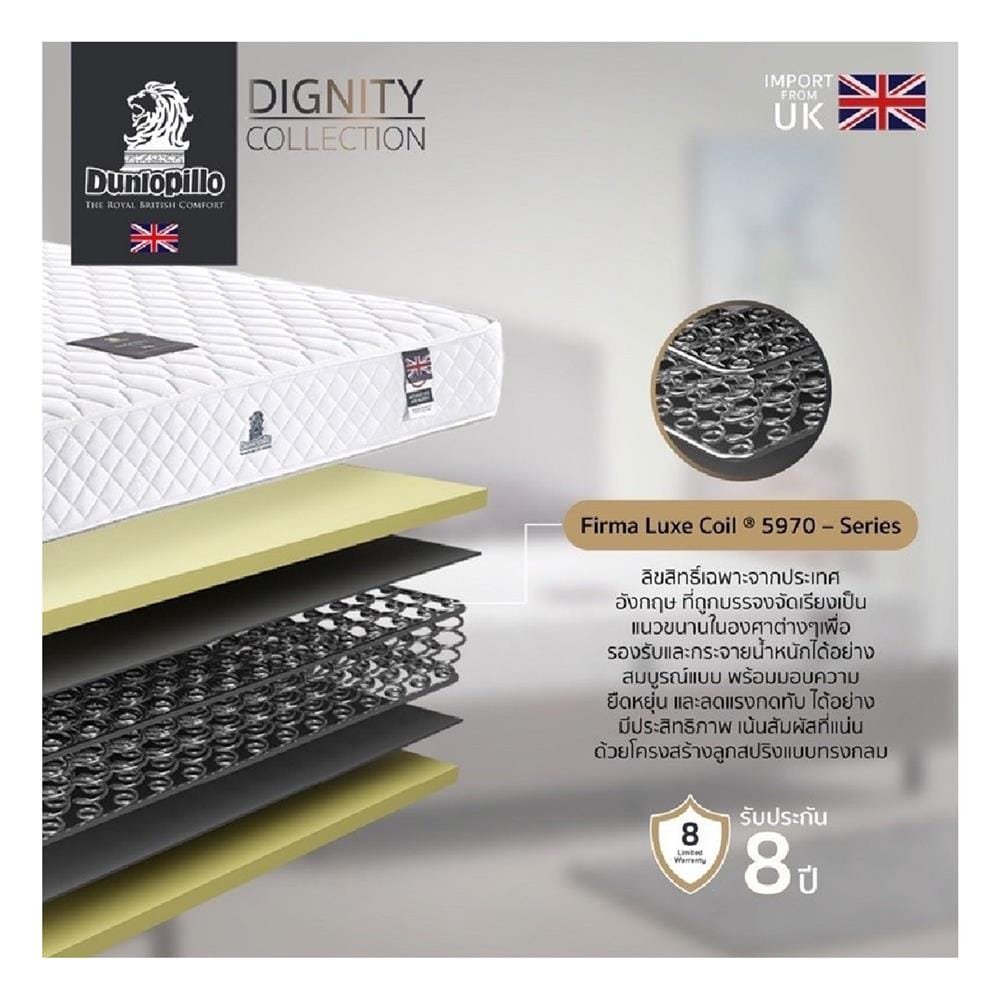 ที่นอนสปริง 5 ฟุต DUNLOPILLO รุ่น DIGNITY พร้อมหมอนหนุน 2 ชิ้น