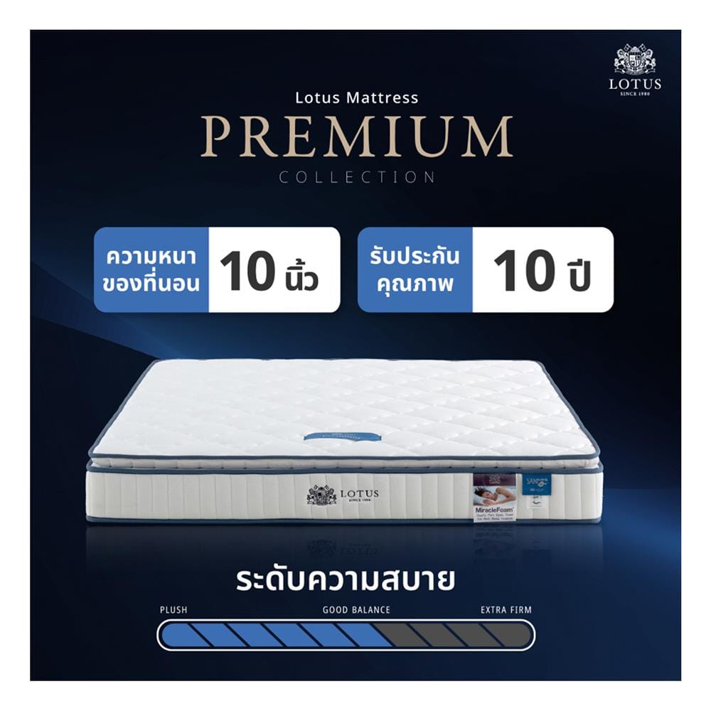ที่นอนสปริง 5 ฟุต LOTUS รุ่น PREMIUM พร้อมหมอนหนุน 2 ชิ้น